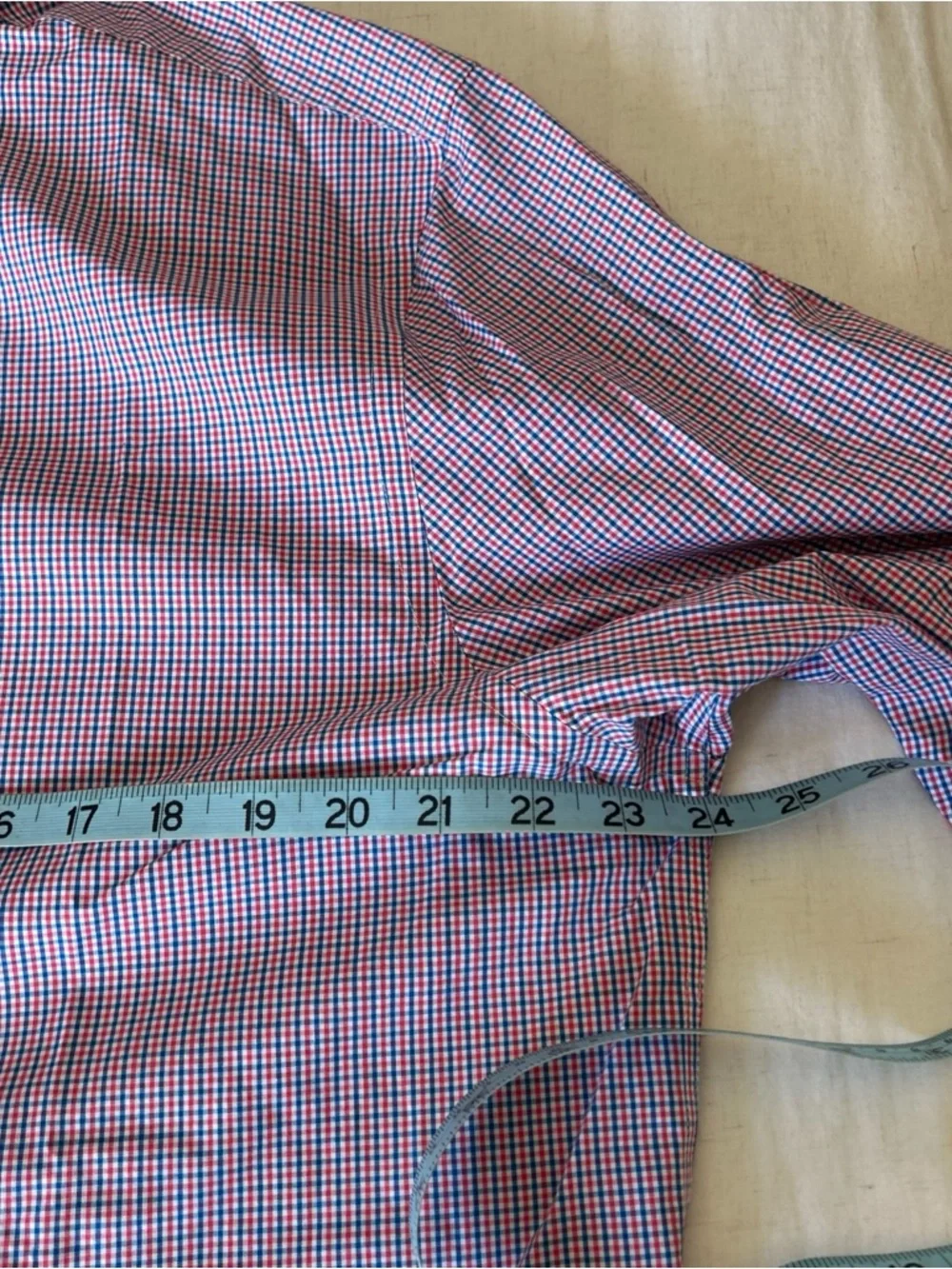 Banana Republic Men's Red and Blue Micro-Check Slim Non Iron Dress Shirt